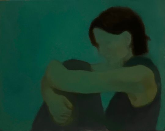 Crouching woman