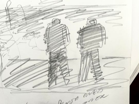 Taking a pee with a buddy early morning sunrise