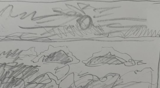 Sunrise and waves rocks