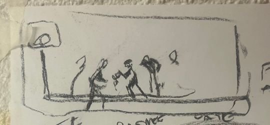 Playing basket in the night with a few friends